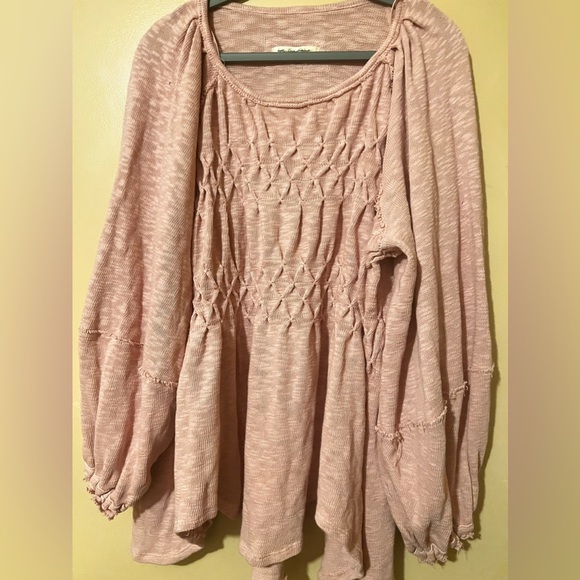 SOLD Free People we the free babydoll loose fit top size xs small pink boho - Picture 2 of 5